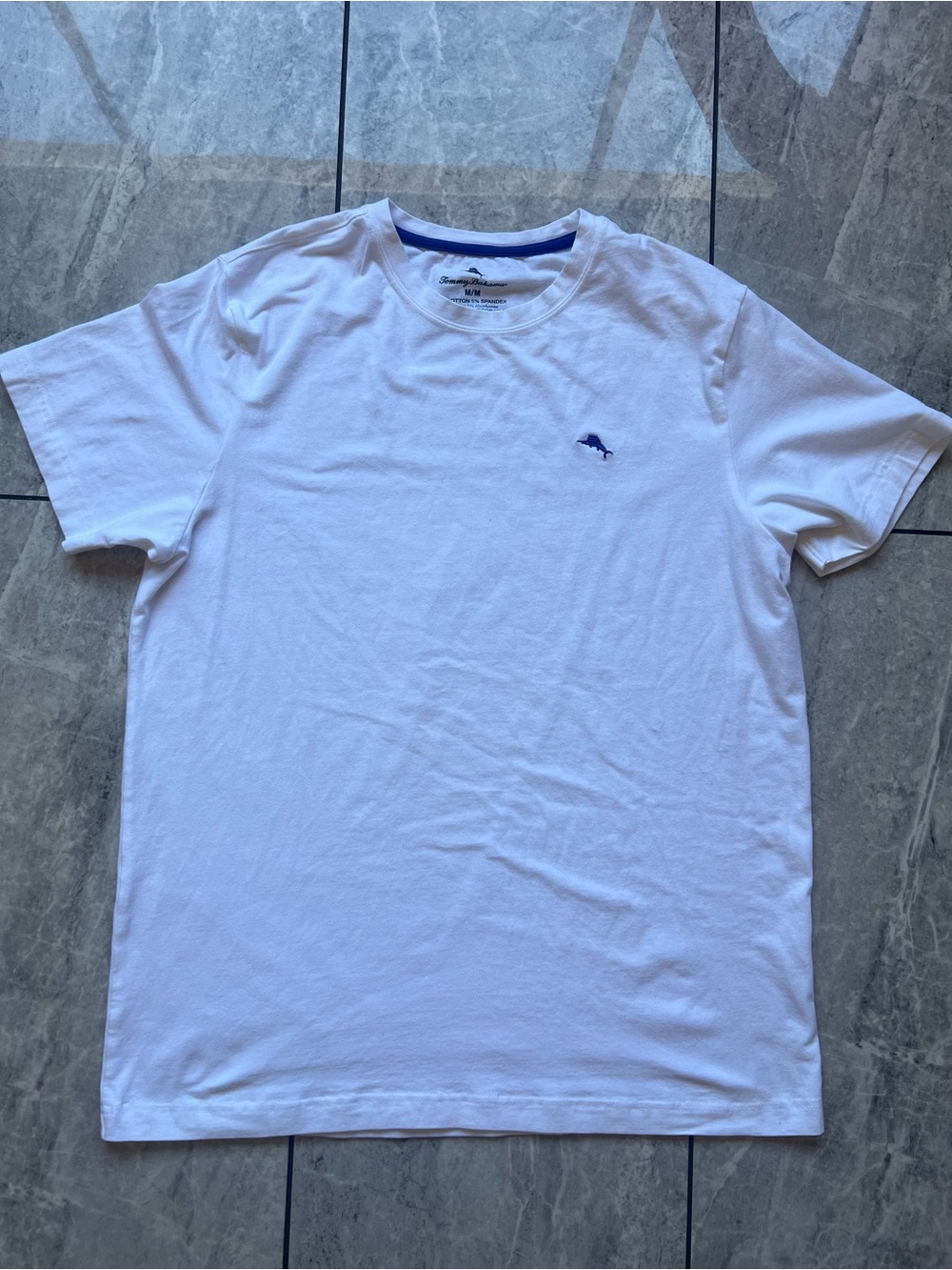 Tommy Bahama Men's Short Sleeve T-Shirt White Embroidered Marlin Logo Cotton M
